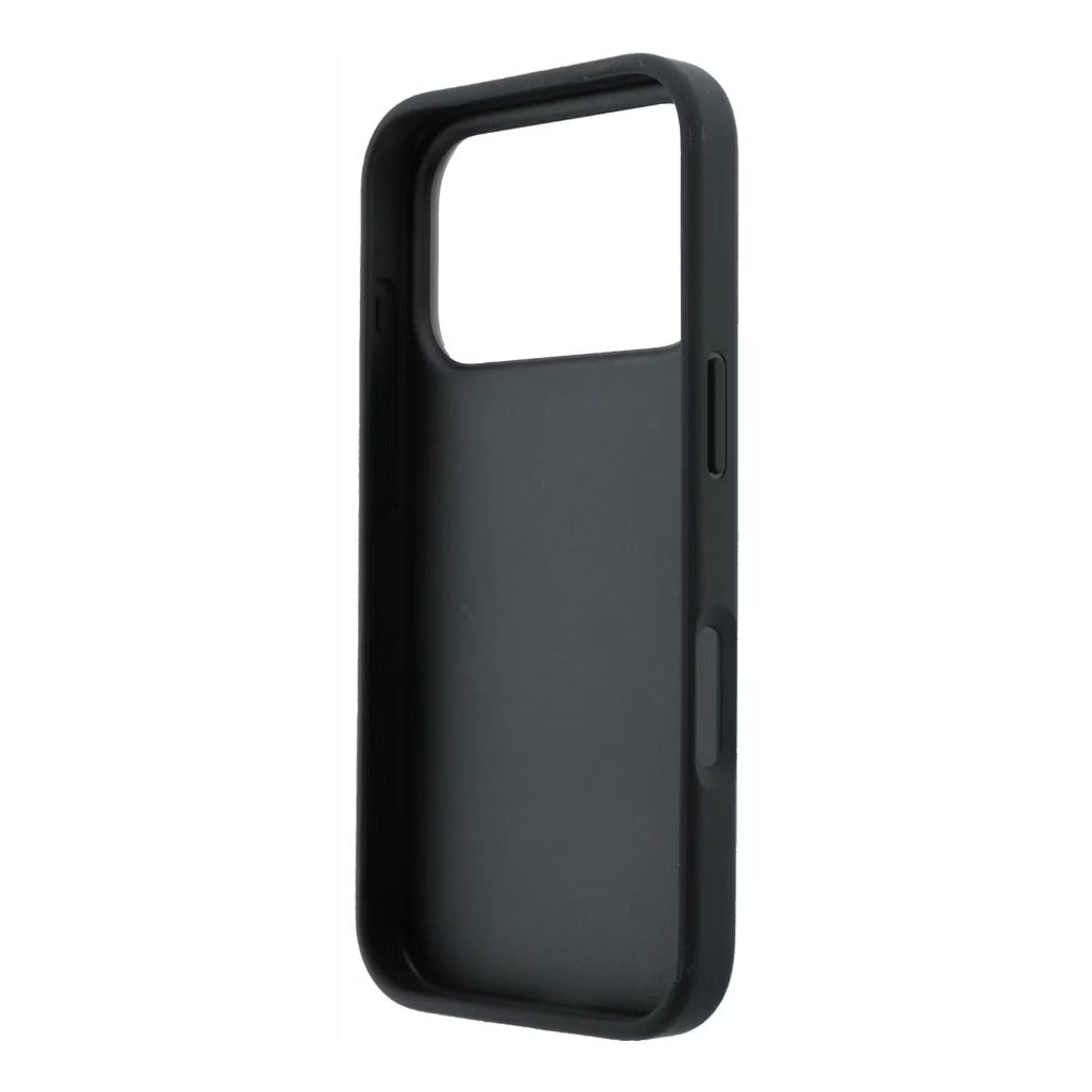 A Photo Of BMW Magsafe iPhone 18 Pro Max Midnight Blue PU Textured Tire Track & Line Pattern with Metal Logo