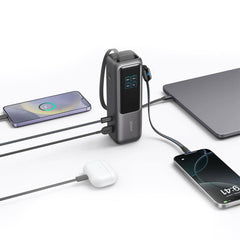 A Photo Of Anker Power Bank 25000mAh 165W Ultra-Fast Portable Charger with Retractable USB C Cables (Model A1695) - Dual Laptop Charging, 4 Device Support