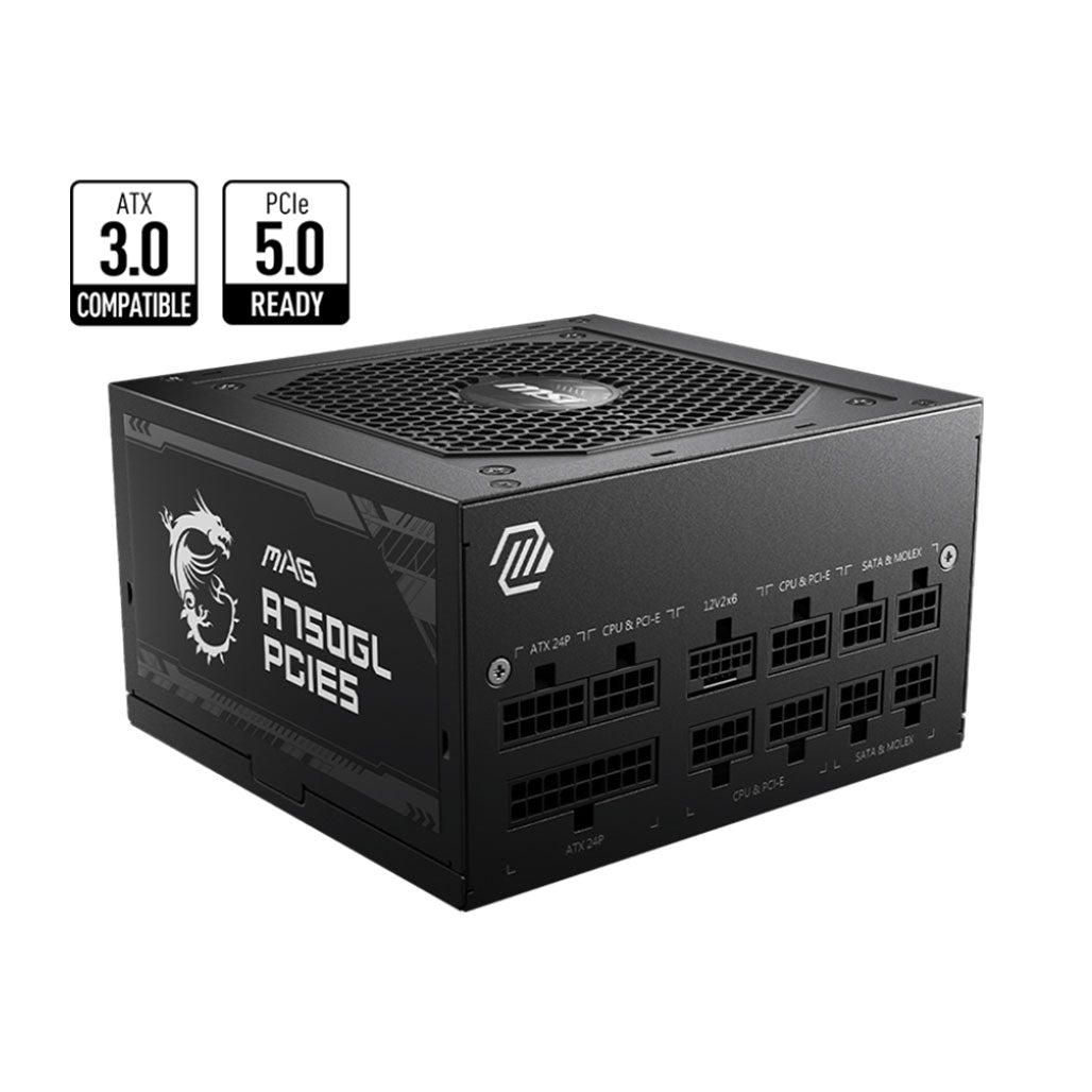 A Photo Of MSI MAG A750GL – 750W PCIe 5.0 Power Supply with 80 PLUS Gold Certification and Full Modular Design