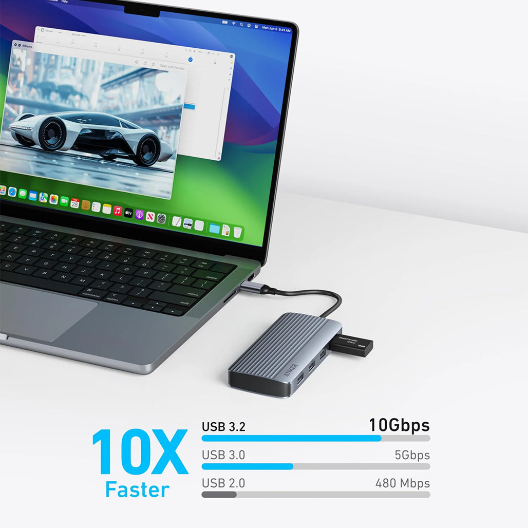 A Photo Of Anker USB-C Hub 7-in-1 Dual Display Adapter - A8374AA1