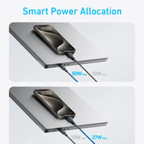 Anker 2-in-1 USB-C to USB-C Cable 4ft, 140W Power Delivery, Black - Dual Charging, Durable Braided Design