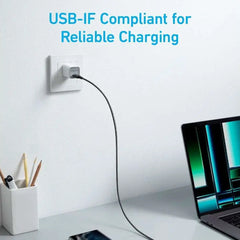 A Photo Of Anker 322 PowerLine USB C to USB C Braided 3ft/0.9m 60W Cable A81F5