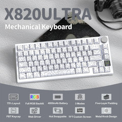 A Photo Of Attack Shark X820 Ultra - 75% Tri-Mode Gasket Wireless Mechanical Gaming Keyboard