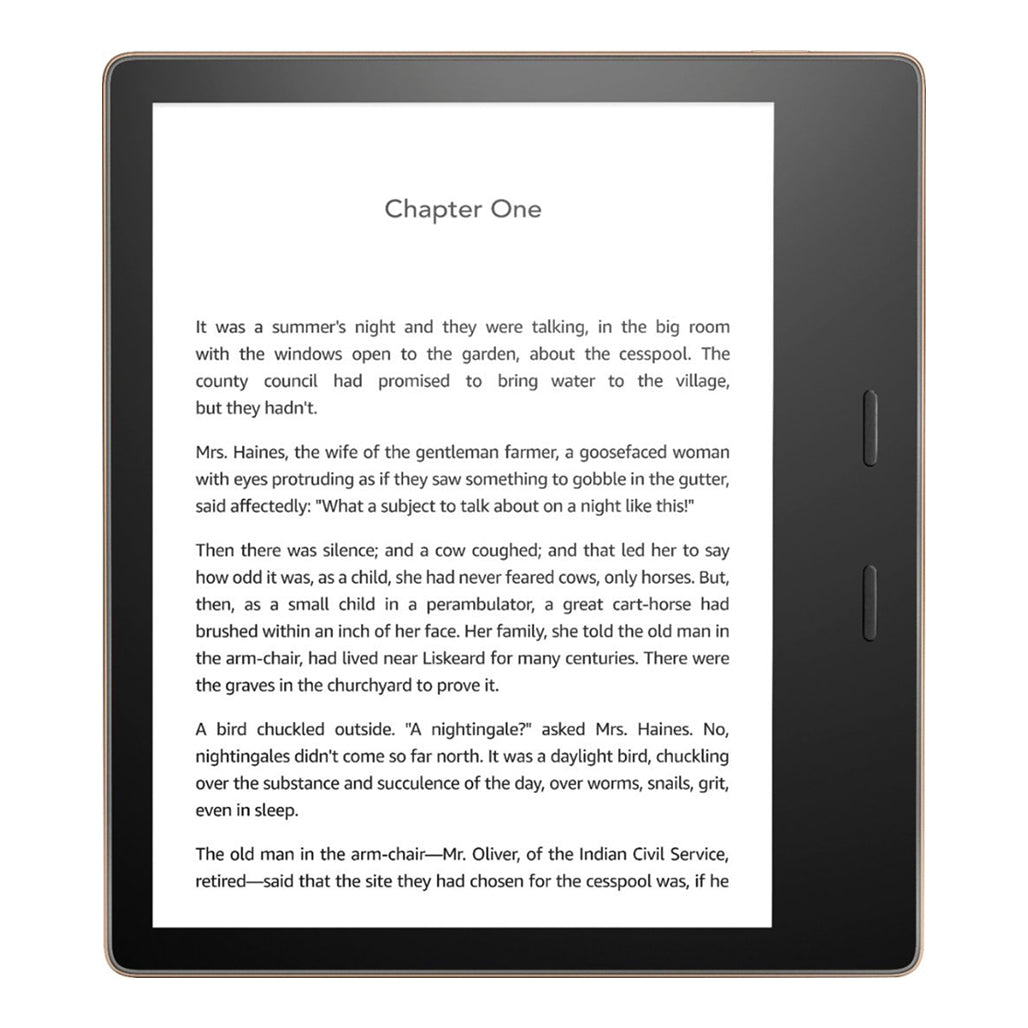 A Photo Of Amazon Kindle Oasis 32GB – 7” E-Reader with Page Turn Buttons, Adjustable Warm Light, Waterproof – Champagne Gold