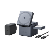 Anker 3-in-1 Cube with MagSafe - Ultra-Fast 15W Wireless Charger for iPhone, Apple Watch, and AirPods, Compact and Foldable Travel-Friendly Design
