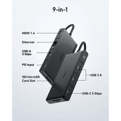 A Photo Of Anker 552 USB-C Hub (9-in-1) with 4K HDMI – High-Speed Data Transfer, Pass-Through Charging, Ethernet, SD/microSD Slots