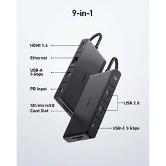 A Photo Of Anker 552 USB-C Hub (9-in-1) with 4K HDMI – High-Speed Data Transfer, Pass-Through Charging, Ethernet, SD/microSD Slots