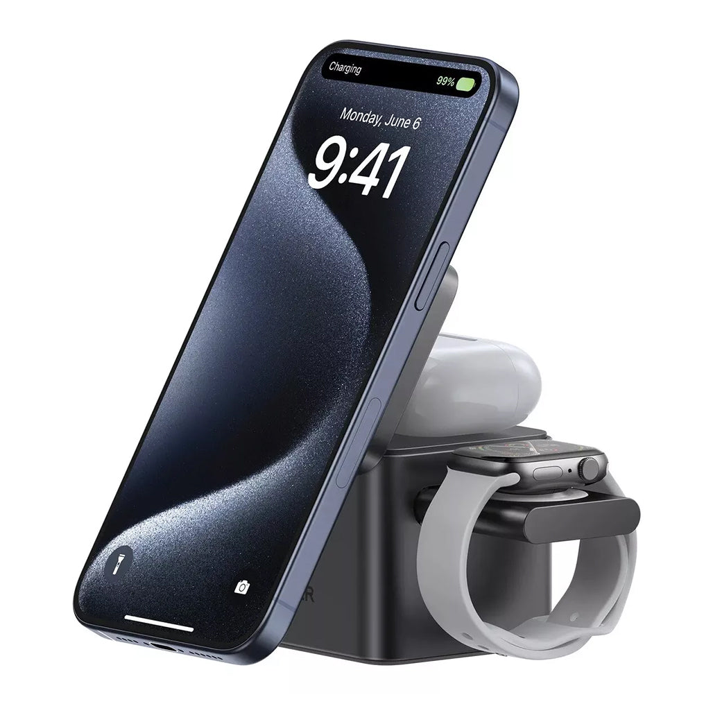A Photo Of Anker MagGo 3-in-1 Wireless Charging Station with Qi2 | Fast & Convenient Apple Device Charging
