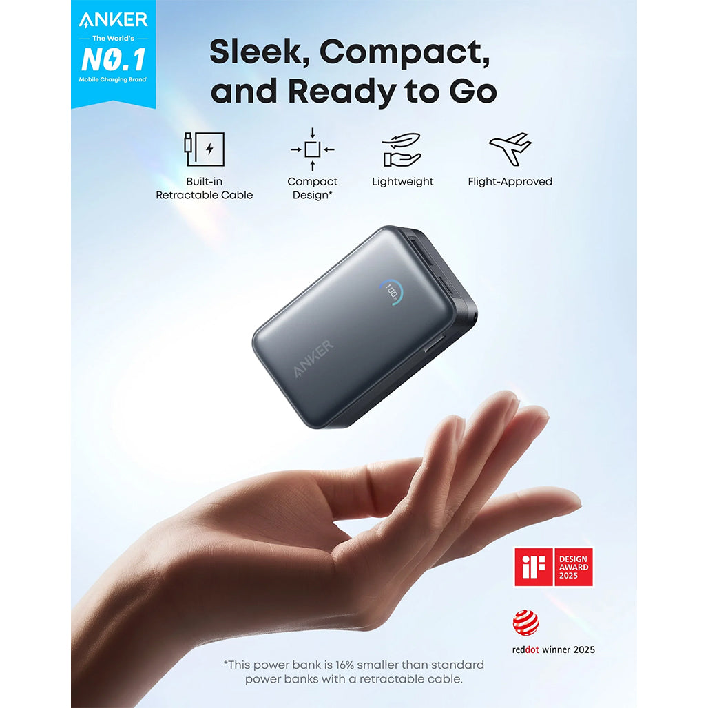 A Photo Of Anker Nano Power Bank (10K, 45W, Built-In Retractable USB-C Cable)