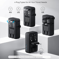 Anker Nano 5-in-1 Universal Travel Adapter – 20W USB-C Fast Charger, Compact Multi-Port Plug for US & EU Outlets
