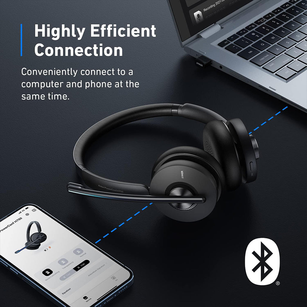 A Photo Of Anker PowerConf H700 AI-Powered Wireless Bluetooth Headset