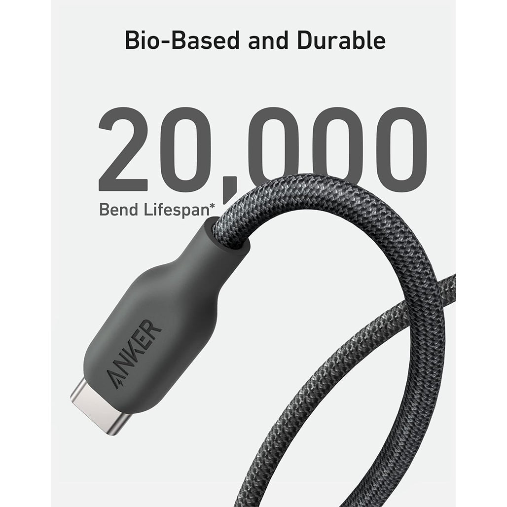 A Photo Of Anker 544 Bio-Based USB-C to USB-C Cable (3ft) - Durable, Eco-Friendly, 100W Power Output, Black