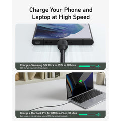 A Photo Of Anker 544 Bio-Based USB-C to USB-C Cable (3ft) - Durable, Eco-Friendly, 100W Power Output, Black