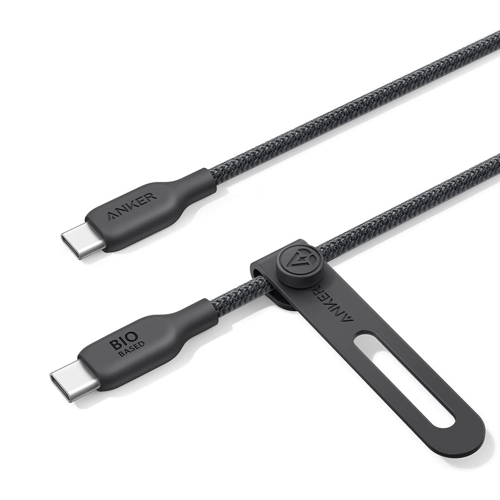 A Photo Of Anker 544 Bio-Based USB-C to USB-C Cable (3ft) - Durable, Eco-Friendly, 100W Power Output, Black
