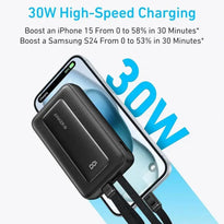 Anker Zolo 10000mAh Power Bank 30W Fast Charging with Built-in USB-C & Lightning Cables