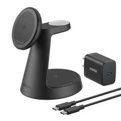 A Photo Of Anker MagGo 3-in-1 Wireless Charging Station with 15W MagSafe - B25M4G11