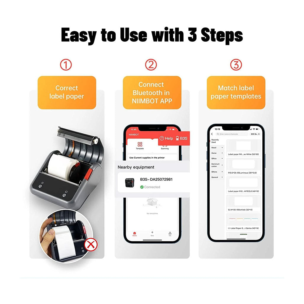 A Photo Of Niimbot B3S Label Printer with Tape – Efficient Labeling and Receipt Printing Solution