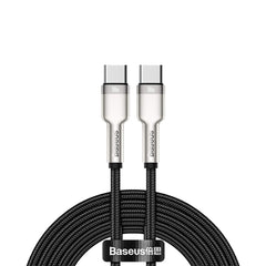 A Photo Of Baseus Cafule Metal Data Cable USB-C to USB-C - 100W High Power, 2M Length, Zinc Alloy, 480Mbps Data Transfer