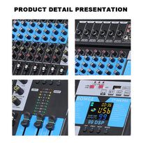 BOMGE 8-Channel Professional Audio Mixer Console – Studio & DJ Sound Board Interface