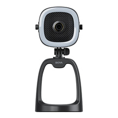 A Photo Of Boya BY-CM6A - All-in-One USB Microphone with 1080p Webcam and LED Ring Light