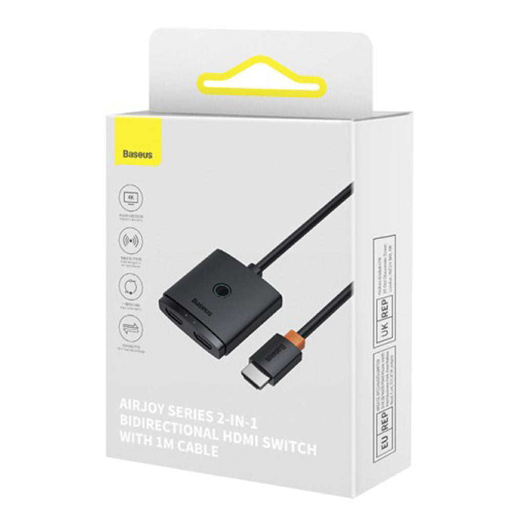 A Photo Of Baseus AirJoy Series - 2-in-1 Bidirectional HDMI Switch with 1m Cable Cluster - Black | B01331105111-01