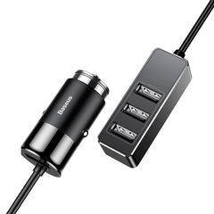 A Photo Of Baseus Car Charger Charging Station Splitter 5.5A - 3 USB Ports, 1.5M Cable, Black | CCTON-01
