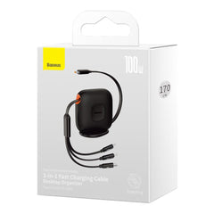 A Photo Of Baseus Traction Series Retractable 3-in-1 Fast Charging Cable – 100W Power Delivery with 360° Rotation and Easy Storage