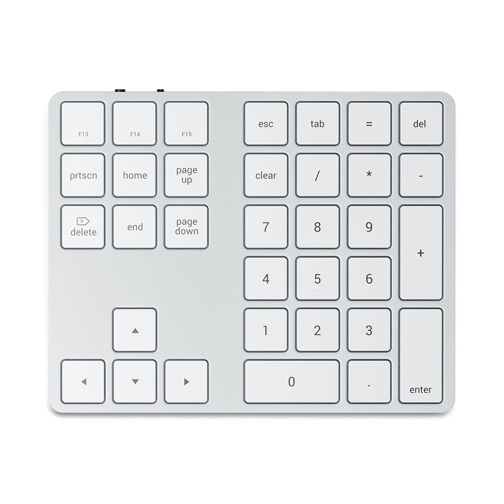 A Photo Of Satechi Bluetooth Extended Wireless Keypad - Silver | ST-XLABKS – Full Number Pad & MacOS Shortcut Keys