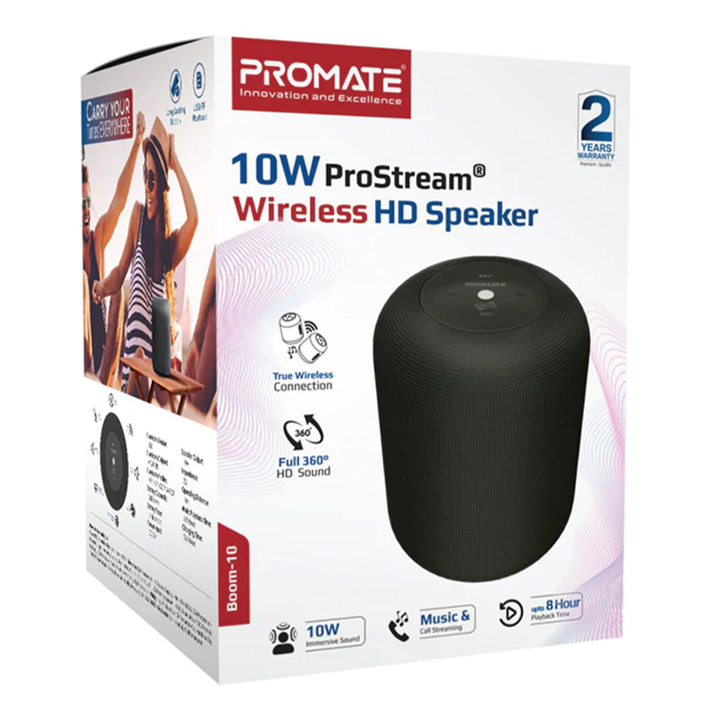 A Photo Of Promate Boom-10 10W ProStream® Wireless HD Speaker | Portable Bluetooth Speaker with 8 Hours Playtime