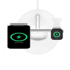 A Photo Of Belkin BoostCharge Pro 3-in-1 Wireless Charger with MagSafe 15W - Fast Charging for iPhone, Apple Watch, and AirPods | White