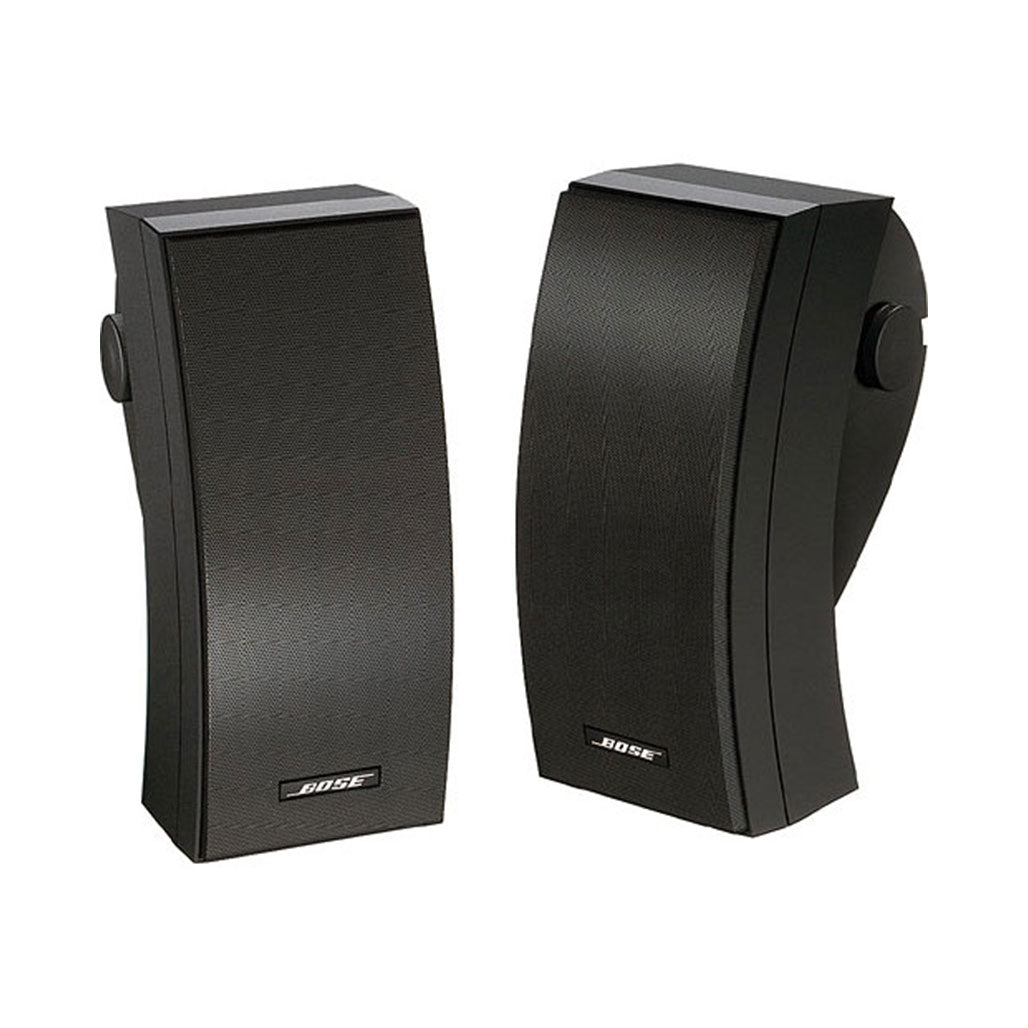 A Photo Of Bose 251 Wall Mount Outdoor Speakers - Weather-Resistant Black Stereo Speakers with Articulated Array®