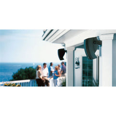A Photo Of Bose 251 Wall Mount Outdoor Speakers - Weather-Resistant Black Stereo Speakers with Articulated Array®