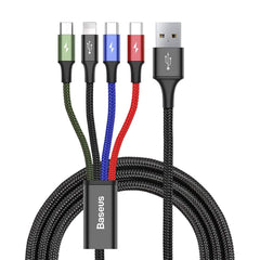 A Photo Of Baseus Fast 4in1 Cable For lightning + Type-C (2) Micro 3.5A 1.2M, CA1T4-B01