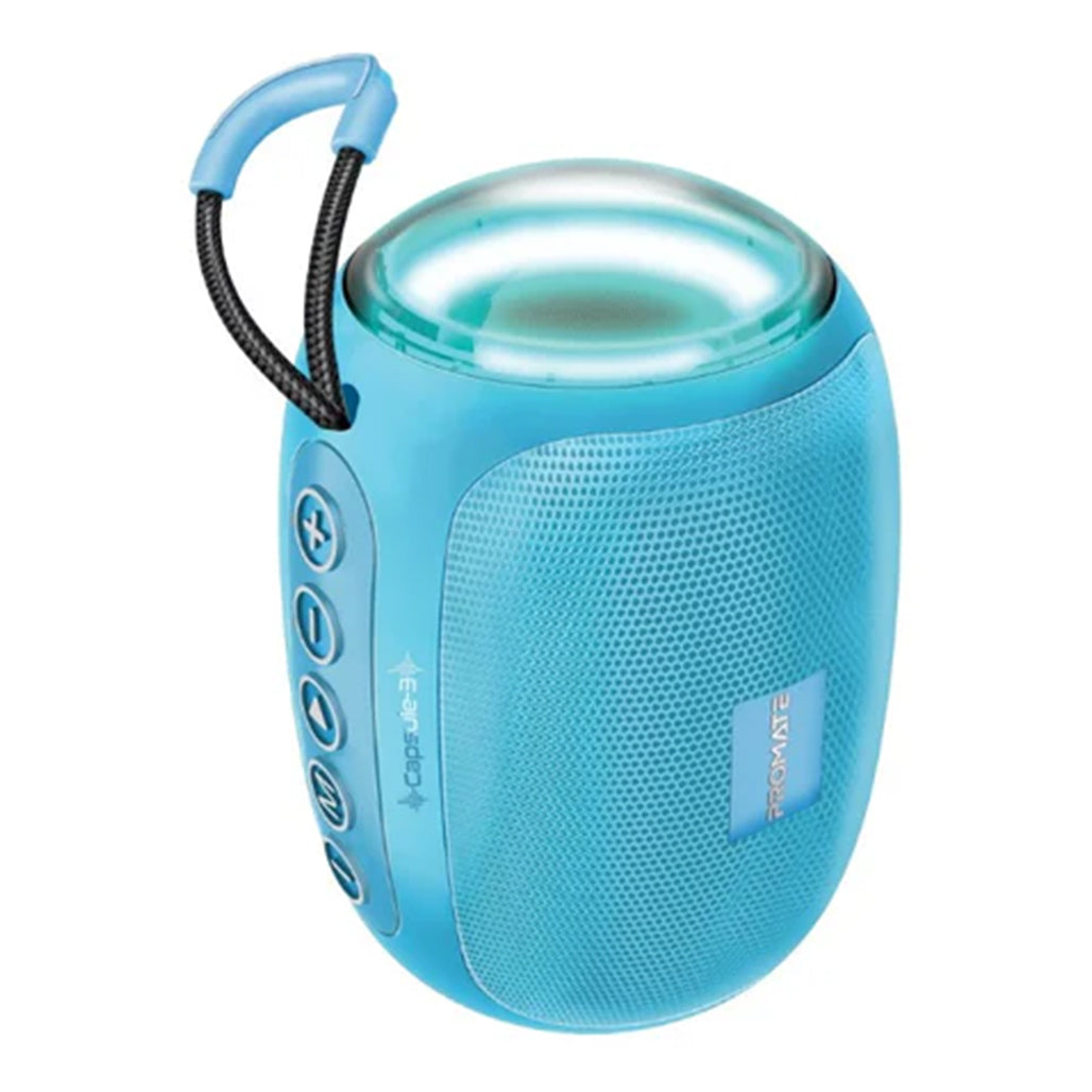 A Photo Of Promate Capsule-3 LumiFlux Wireless Speaker - Blue | 5W Bluetooth Speaker with RGB Lights