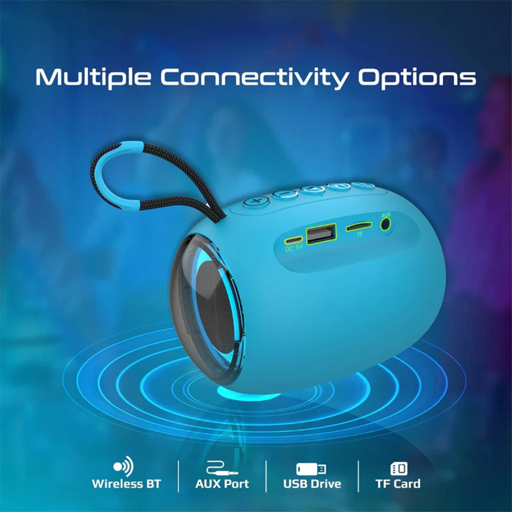 A Photo Of Promate Capsule-3 LumiFlux Wireless Speaker - Blue | 5W Bluetooth Speaker with RGB Lights