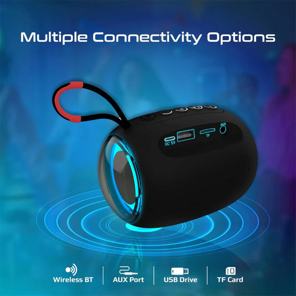 A Photo Of Promate Capsule-3 LumiFlux Wireless Speaker - Black | 5W Bluetooth Speaker with RGB Lights