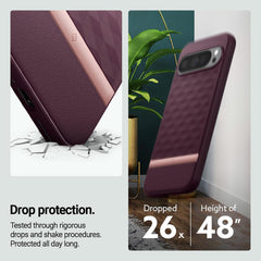 A Photo Of Caseology Parallax Case for Google Pixel 9 Pro XL - Burgandy | Military Grade Protection with 3D Hexa Cube Design