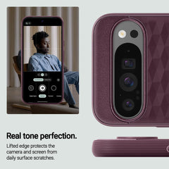 A Photo Of Caseology Parallax Case for Google Pixel 9 Pro XL - Burgandy | Military Grade Protection with 3D Hexa Cube Design