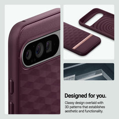 A Photo Of Caseology Parallax Case for Google Pixel 9 Pro XL - Burgandy | Military Grade Protection with 3D Hexa Cube Design