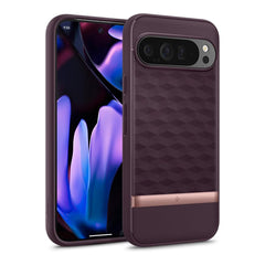 A Photo Of Caseology Parallax Case for Google Pixel 9 Pro XL - Burgandy | Military Grade Protection with 3D Hexa Cube Design