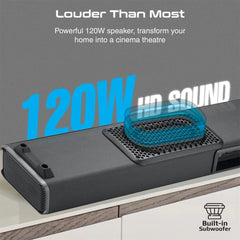 A Photo Of Promate CastBar-120 - 120W Ultra-Slim Soundbar with Built-in Subwoofer