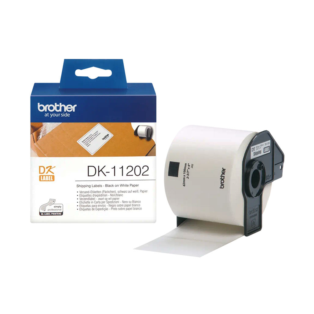 A Photo Of Brother Original Label Roll DK-11202 - Black on White, 62mm x 100mm