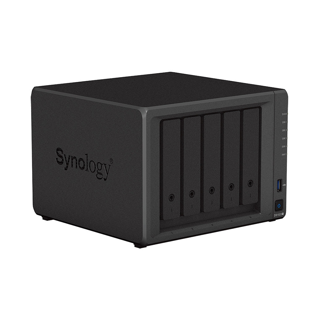 A Photo Of Synology DS1522+ 5-Bay NAS DiskStation for Home and Small Business - Scalable Storage with 10GbE Networking and NVMe SSD Caching