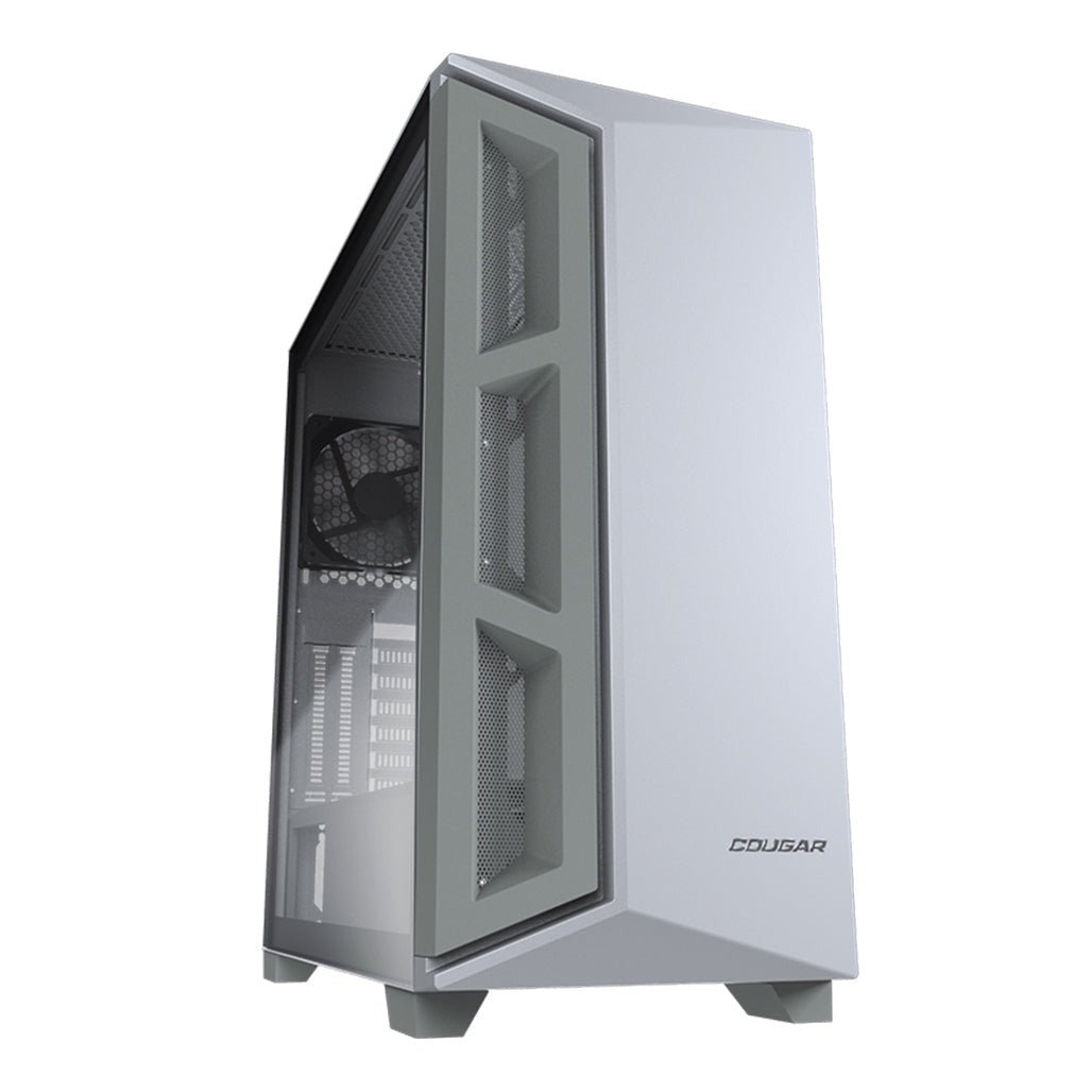 A Photo Of Cougar DarkBlader X5 Gaming Case – Mid Tower in White with Tempered Glass, Vertical GPU Support, and Advanced Cooling