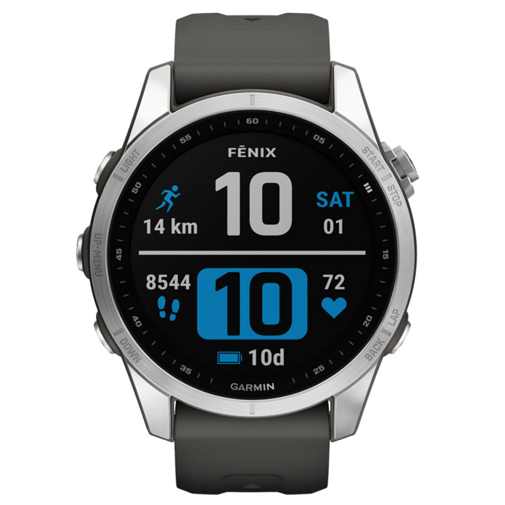 A Photo Of Garmin FĒNIX 7S - Silver With Graphite Band