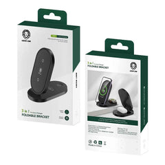 A Photo Of Green Lion GN3IN1FLDWCBK 3 In 1 Foldable Bracket Wireless Charger