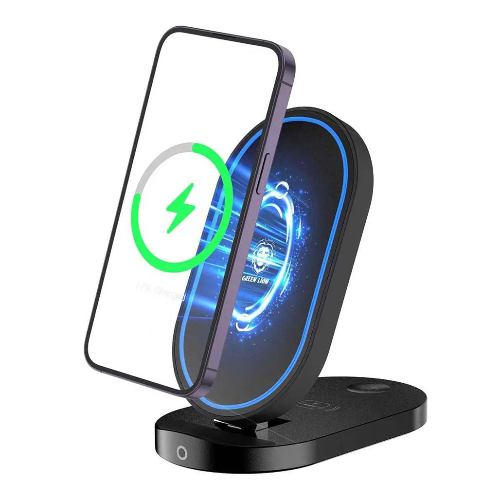 A Photo Of Green Lion GN3IN1FLDWCBK 3 In 1 Foldable Bracket Wireless Charger