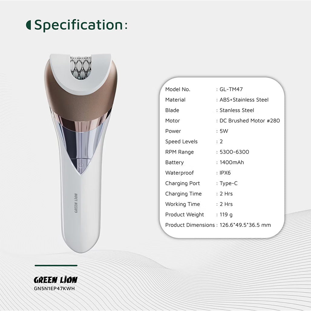 A Photo Of Green Lion 5 in 1 Cordless Epilator Kit - White