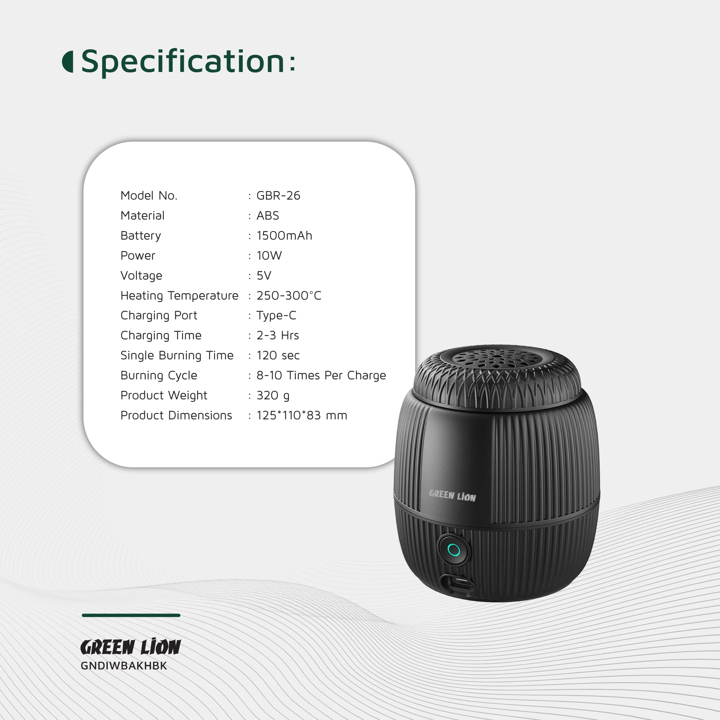 A Photo Of Green Lion DIWAN Bakhour Burner - GNDIWBAKHBK