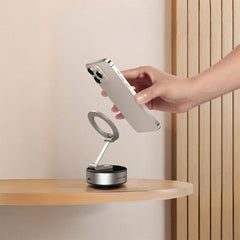 A Photo Of Green Lion Magsafe Suction Holder - Silver | Powerful Magnetic Grip & Automatic Vacuum Suction